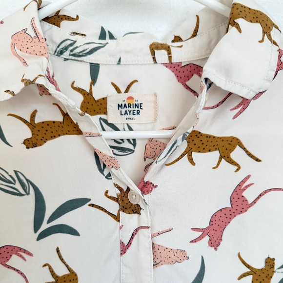 Marine Layer Sahara Cheetah Leopard LS Shirt Size S - Picture 3 of 4